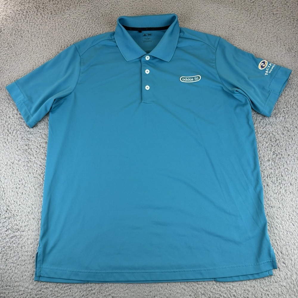 Adidas‎ Golf Polo Shirt Pacific Dunes Mens Size Large Blue Athletic
